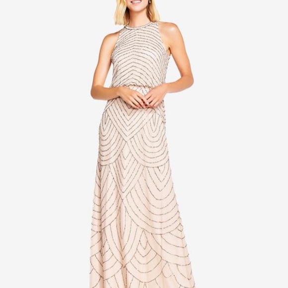 COPY - Adrianna Papell Art Deco Halter Neckline in Aurora Pink - Picture 8 of 9